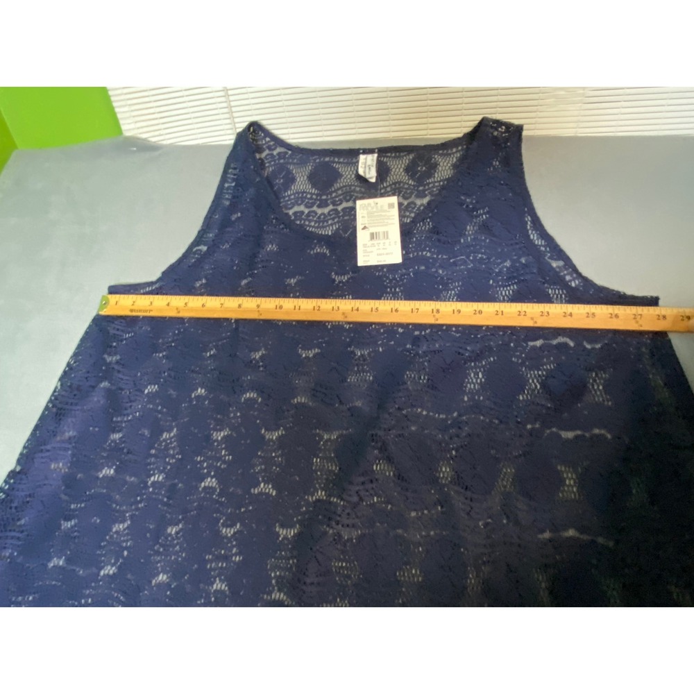 Profile by Gottex Women Navy Blue Lace High Low Swim Cover Up Tank Top XL NWT - Picture 3 of 11